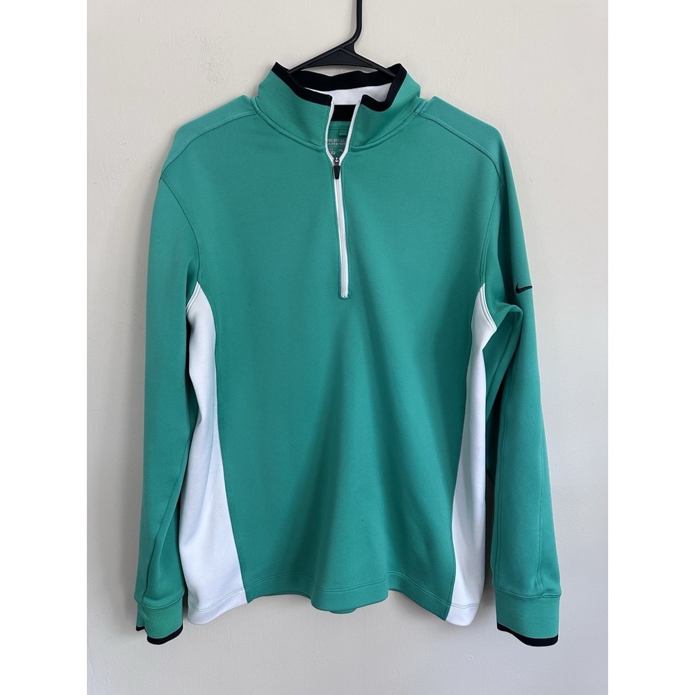 Nike Dri-FIT Golf Pullover Mens MEDIUM Green Quarter Zip Long Sleeve Top‎